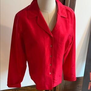 Vintage Red Silk Women's Blouse